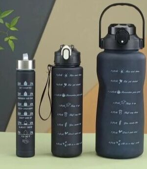 3 in 1 Water Bottles Lock Feature & Top Lid with Times Drink for Office Home Sports Outdoor Water Bottles ( 2000ml-900ml-280ml)