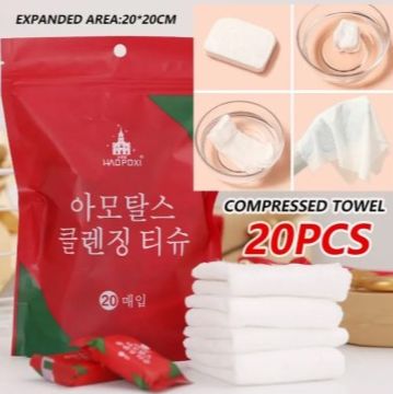 20Pcs Set Mini Compressed Towels Portable Disposable Compressed Cotton Coin Tissue