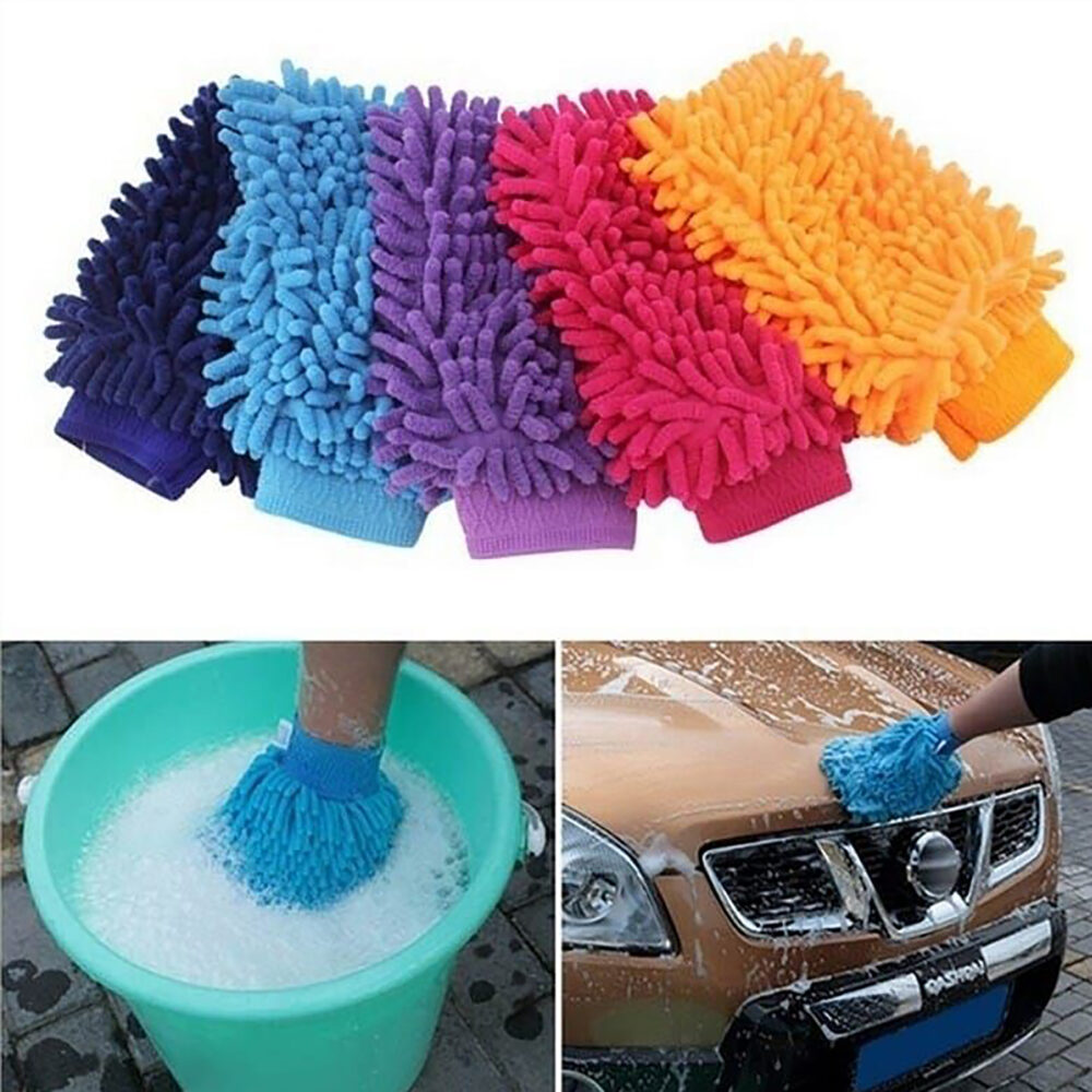 One Sided Durable Super Mitt Microfiber Car Window Washing Cleaning Cloth Duster Towel Gloves 5 Colors Home Accessories Cleaner Tool