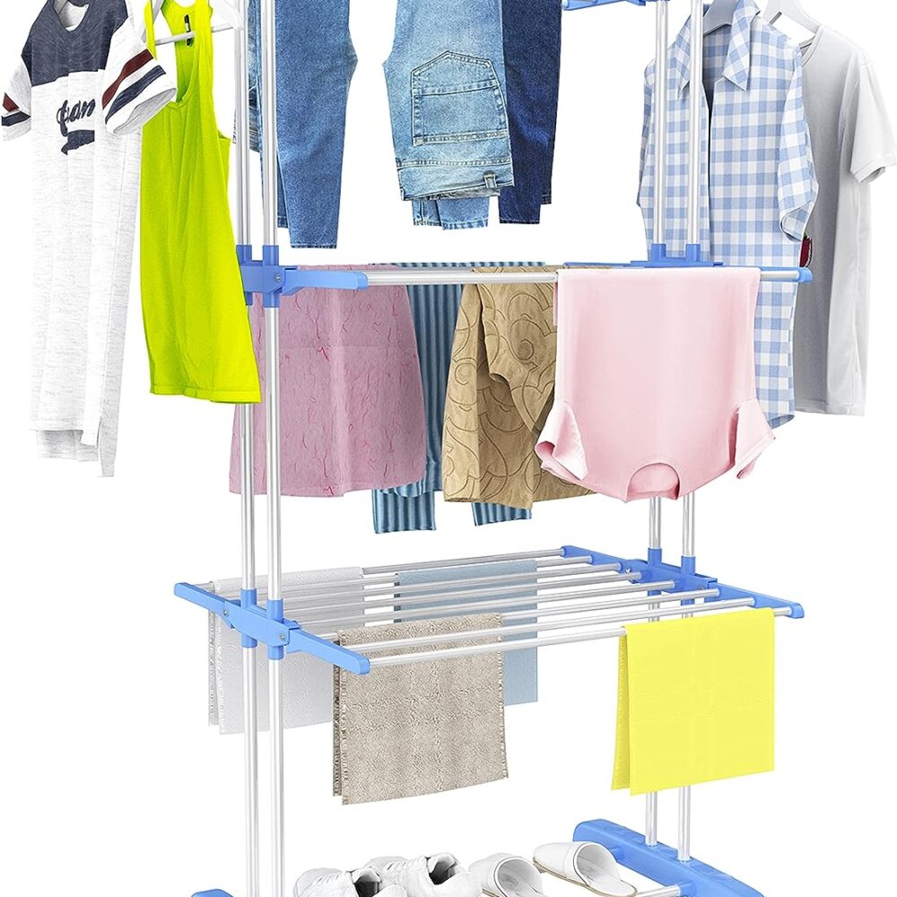 Stainless Steel Triple Layer Foldable Cloth Dryer/Clothes Drying Stand Heavy Duty