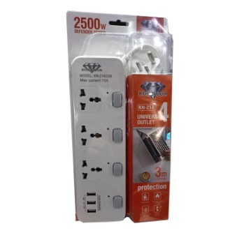 Multiplug 3 power Socket And 3 USB Charging