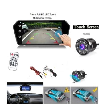7 Inch MP5 Rear View Led Monitor Touch Screen With 8 LED Reverse Parking Camera