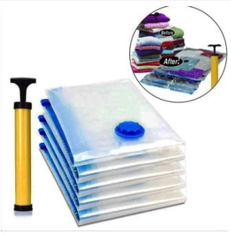 Vacuum Bag For Clothes Storage Bag Transparent Border Foldable Compressed Closet Organizer Saving Bag