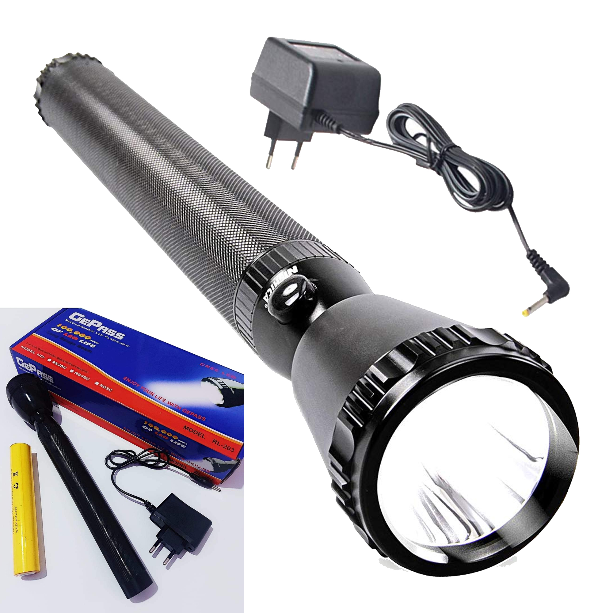 GePass RL-203 Rechargeable LED Flashlight - High-Range Torch for Various Applications