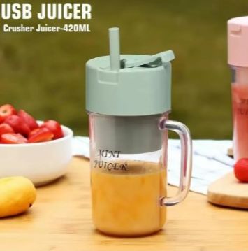 2 In 1 Mini Portable Crusher Juicer With Handle & Straw, USB Rechargeable 6 Blades (500 ML)