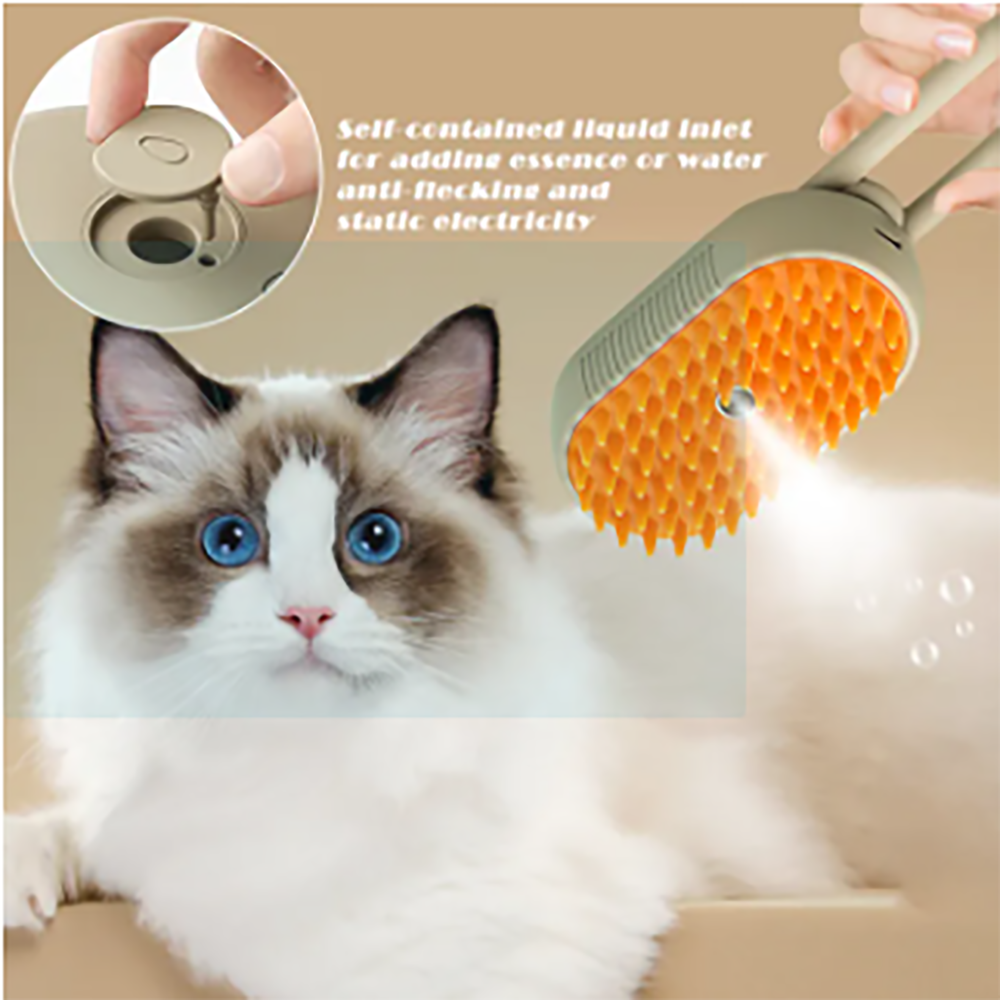 3-in-1 Dog, Cat Hair Brush  Electric Pet Cleaning Brush Steam Spray Brush Massage Hair Removal Comb Anti Flying Brush