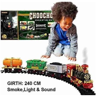 Choochoo Super Realistic Classical Train Track Sets With Smoke Sound And Light for Kids