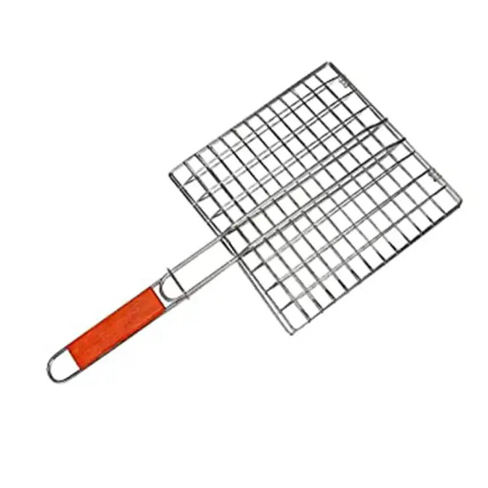 Portable Stainless Steel BBQ Grill Basket With Detachable Handle, Perfect For Grilling Vegetables, Fish, Shrimp