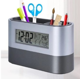 Multi Functional Led Desk Top Table Clock Digital LCD Screen Temperature Light Display Alarm Pen Holder For Home Office