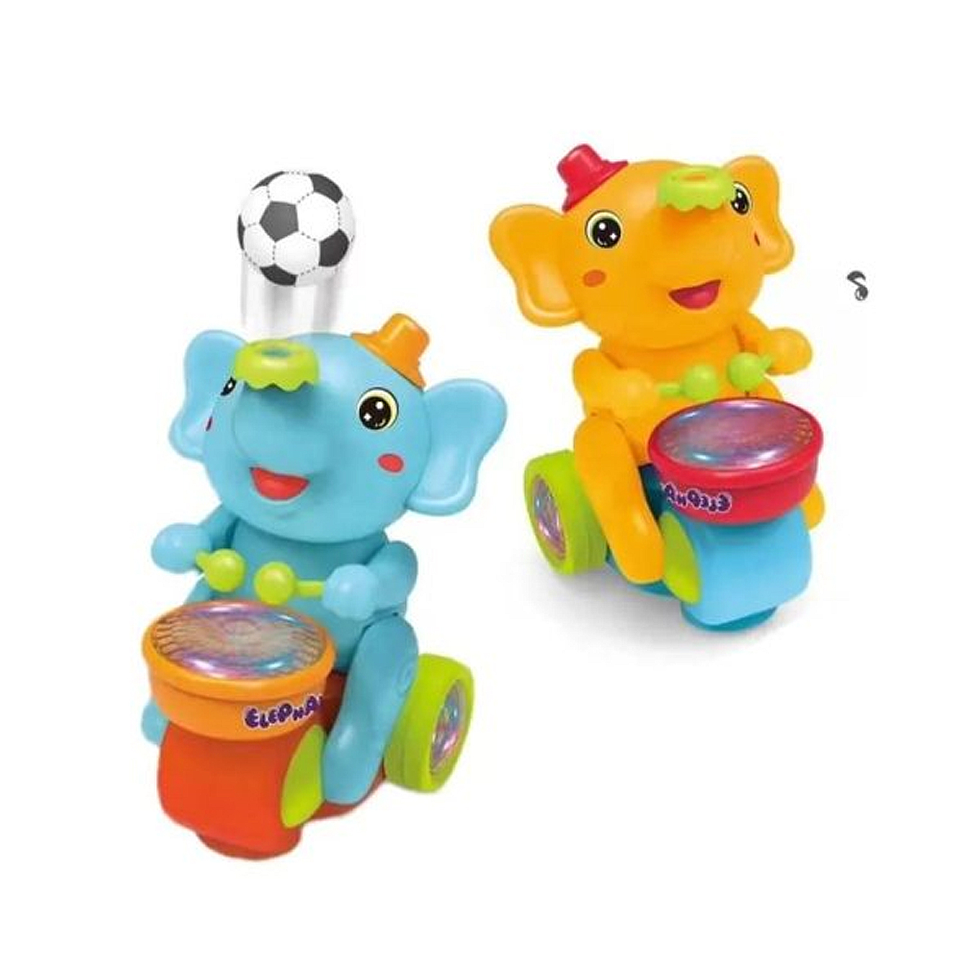 Elephant Musician Electric Toy With Music And Flashing Light Walking Drum Playing With 2 Lavitation Ball For Kid