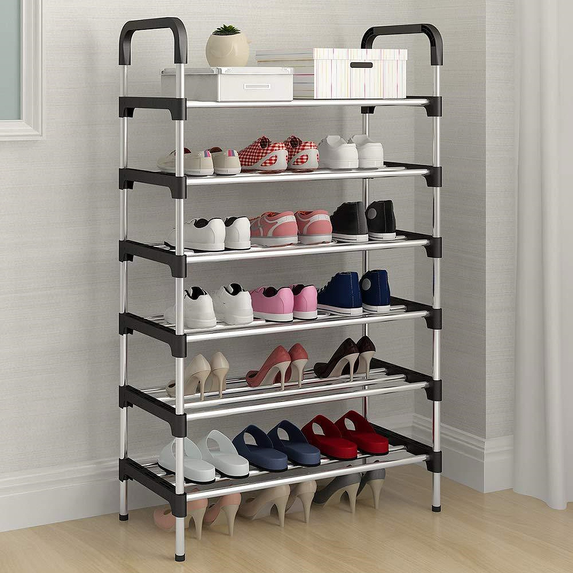 7 Layer Stainless Steel Foldable Shoe Rack Shelf Storage Organizer